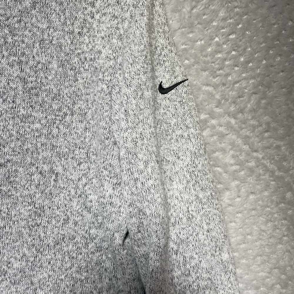 Nike Gray Therma-Fit Knit Hoodie Pullover Black Swoosh Logo Hooded‎ Size Medium - Picture 7 of 13